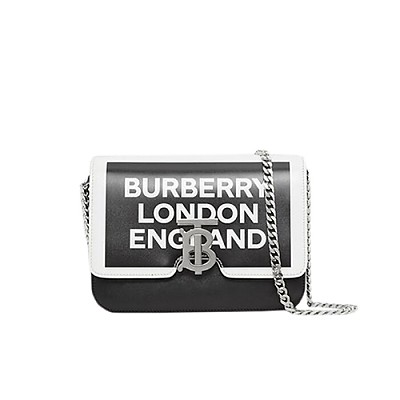 [스페셜오더]BURBERRY-80124761 버버리 블랙 로고 프린트 스몰 TB 백