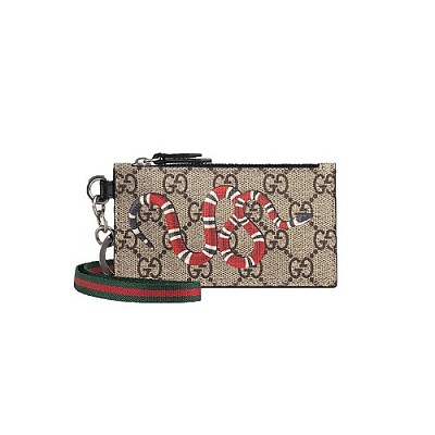 [스페셜오더]GUCCI-523903 8669 구찌 꿀벌 프린트 GG 슈프림 Web 스트랩 카드 케이스