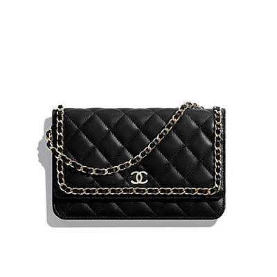 CHANEL-AP1450 샤넬 블랙 램스킨 골드볼 WOC 월릿 온 체인 19cm