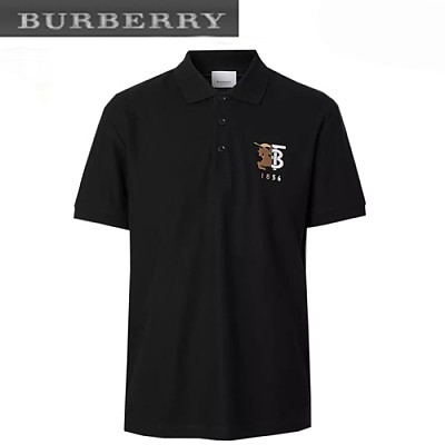 BURBERRY-80257741 버버리 블랙 컨트라스트 로고 그래픽 피케 폴로셔츠