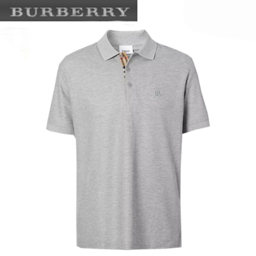 BURBERRY-80140061 버버리 그레이 모노그램 모티프 피케 폴로셔츠