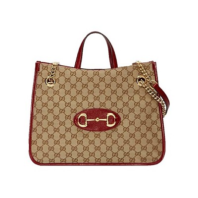 [스페셜오더]GUCCI-‎621144 8563 구찌 브라운 오리지널 GG 홀스빗 1955 미디엄 체인 토트백