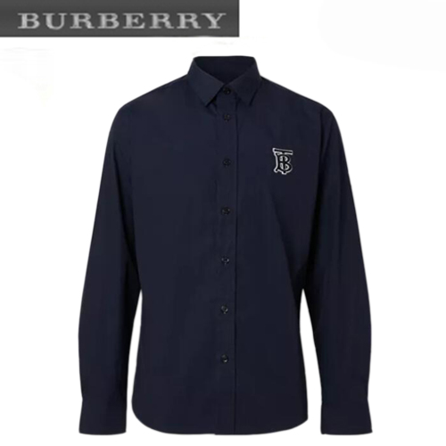 BURBERRY-80234621 버버리 네이비 모노그램 모티프 스트레치 코튼 포플린 셔츠