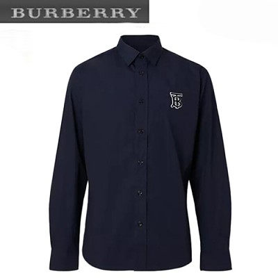 BURBERRY-80234631 버버리 블랙 모노그램 모티프 스트레치 코튼 포플린 셔츠