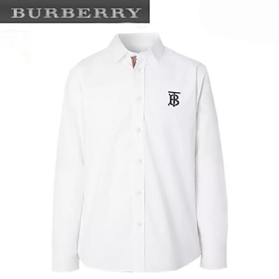 BURBERRY-80234601 버버리 화이트 모노그램 모티프 스트레치 코튼 포플린 셔츠