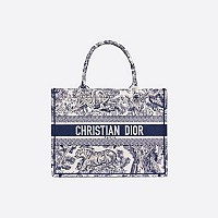 [스페셜오더]CHRISTIAN DIOR-M1296 디올 블루 Toile de Jouy Palms 자수 스몰 DIOR BOOK TOTE 백