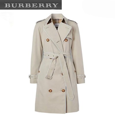 BURBERRY-80295831 버버리 그레이 파이핑 개버딘 트렌치코트