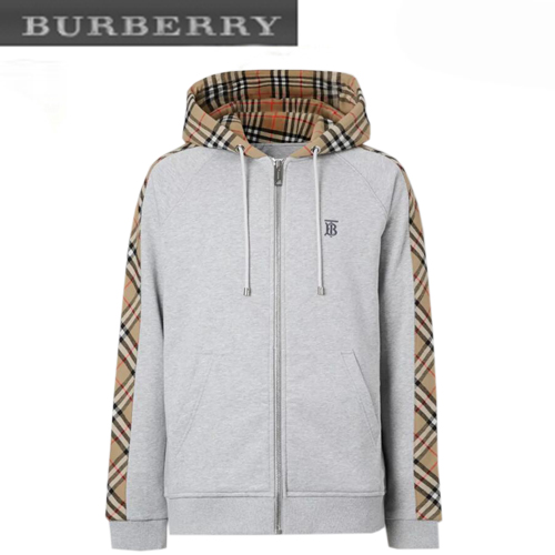 BURBERRY-80134941 버버리 그레이 빈티지 체크 패널 후드 톱 남여공용