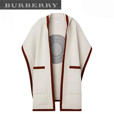 BURBERRY-80315821 버버리 아카이브 베이지 로고 그래픽 자카드 후드 케이프