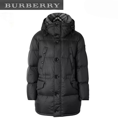 BURBERRY-80188261 버버리 네이비 로고 디테일 후드 패딩 코트 남성용