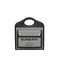 [스페셜오더]BURBERRY-80280581 버버리 블랙/화이트 미니 로고 그래픽 캔버스 레더 포켓 백