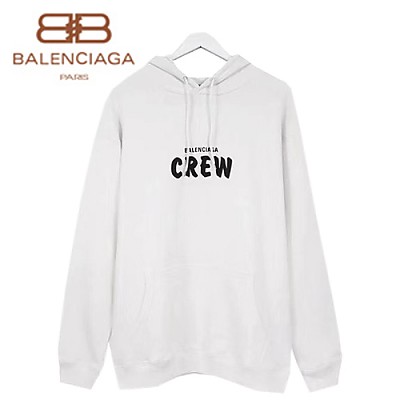 BALENCIAGA-578135 발렌시아가 블랙 프린트 컬리 플리스 Crew 후디