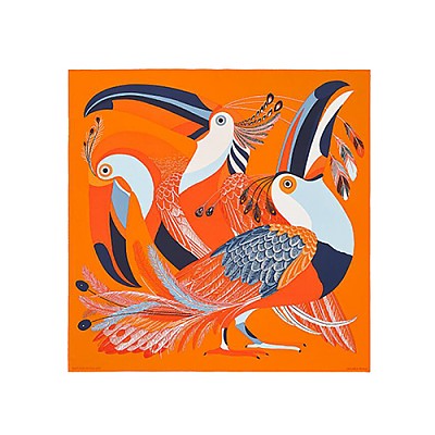 HERMES-H003560S 에르메스 오렌지 Toucans de Paradis 스카프