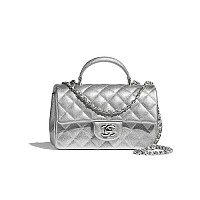 CHANEL-AS2431 샤넬 블랙 골드 램스킨 핸들 장식 미니 플랩 백 20cm