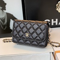 [스페셜오더]CHANEL-AP1649 샤넬 블랙 캐비어 실버 메탈 WOC 미니 체인 지갑