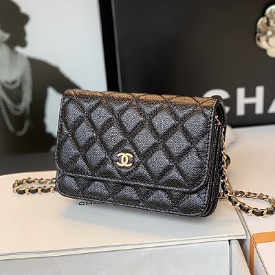 [스페셜오더]CHANEL-AP1649 샤넬 그린 캐비어 골드 메탈 WOC 미니 체인 지갑