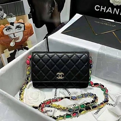 [스페셜오더]CHANEL-AP2054 샤넬 블랙 램스킨 CC로고 리본 체인 미니 벨트 백