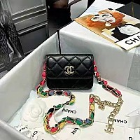 [스페셜오더]CHANEL-AP2022 샤넬 블랙 램스킨 CC로고 리본 체인 지갑