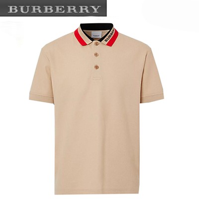 BURBERRY-80386011 버버리 브라이트 레드 로고 디테일 코튼 피케 폴로셔츠