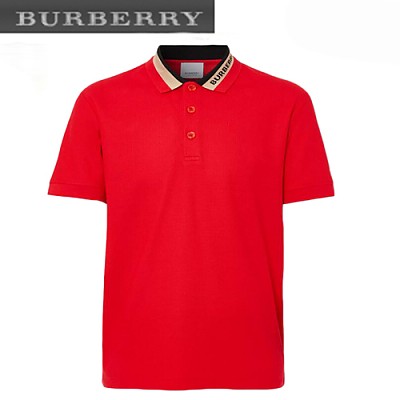 BURBERRY-80392651 버버리 블랙 로고 디테일 코튼 피케 폴로셔츠