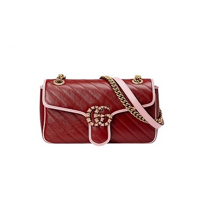 [스페셜오더]Gucci-443497 구찌 화이트 더블 G 스터드 GG 마몽 스몰 숄더백 26cm