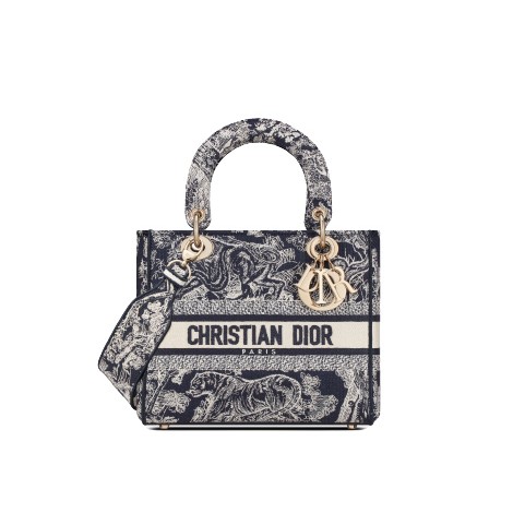 [스페셜오더]CHRISTIAN DIOR-M0565 디올 블루 Toile de Jouy Reverse 자수 LADY D-LITE 미디엄 백