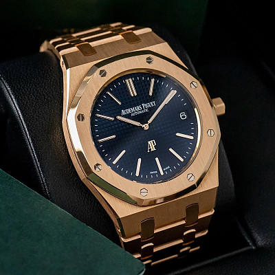 [스페셜오더]Audemars Piguet-오데마 피게 로얄 오크 셀프와인딩 크로노그래프 핑크골드 블루다이얼 시계41mm