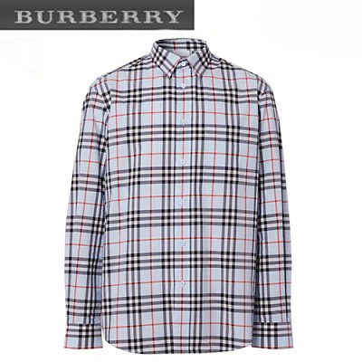 BURBERRY-80385211 버버리 베이지 로고 아플리케 빈티지 체크 셔츠