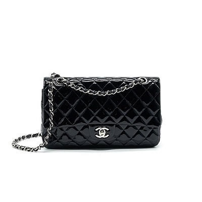 [스페셜오더]CHANEL-A01112 샤넬 네이비 페이던트 클래식 미디엄 더블 플랩백 골드/실버