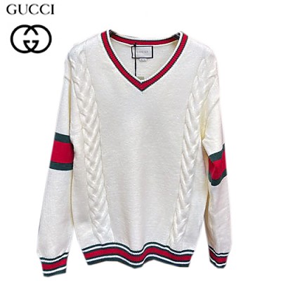 GUCCI-08294 구찌 네이비 니트 Web 스트라이프 장식 V 넥 스웨터 남여공용