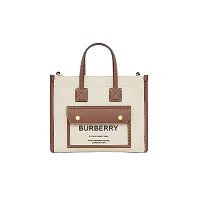 [스페셜오더]BURBERRY-80441421 버버리 블랙 미니 투톤 캔버스 레더 프레야 백