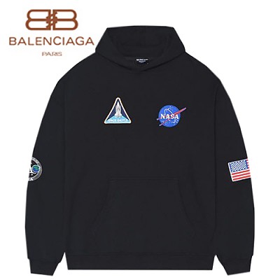 BALENCIAGA-651799 발렌시아가 블랙 SPACE BOXY 후드 티셔츠 남여공용