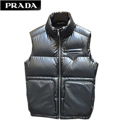 PRADA-09297 프라다 블랙 트라이앵글 로고 패딩 조끼 남성용