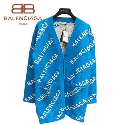 BALENCIAGA-09274 발렌시아가 블루 니트 코튼 가디건 남여공용