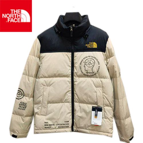 NORTH FACE-10143 노스페이스 베이지/블랙 나일론 프린트 장식 패딩 남성용