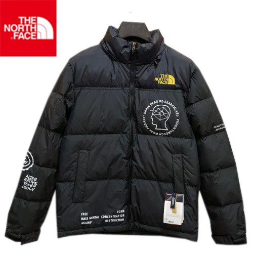 NORTH FACE-10144 노스페이스 블랙 나일론 프린트 장식 패딩 남성용