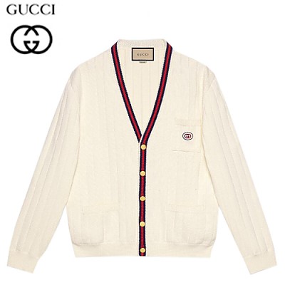 GUCCI-654984 9182 구찌 아이보리 웹 디테일 V넥 가디건 남여공용