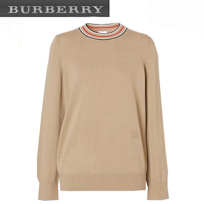 BURBERRY-80484281 버버리 블랙 스트라이프 디테일 캐시미어 스웨터