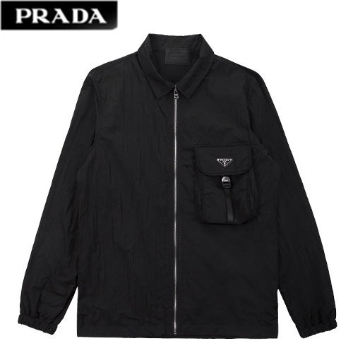 PRADA-01096 프라다 블랙 포켓 장식 바람막이 쟈켓 남성용