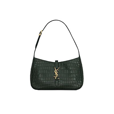 SAINT LAURENT-657228 생 로랑 그린 크로커다일 엠보싱 LE 5 À 7 스몰 호보 백 23cm