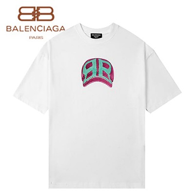 BALENCIA**-030614 발렌시아가 블랙 프린트 장식 티셔츠 남여공용