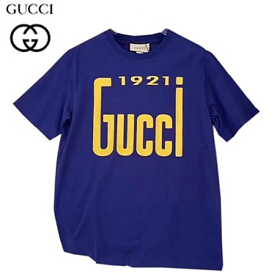 GUCC*-03211 구찌 블루 GUCCI 1921 프린트 장식 티셔츠 남여공용