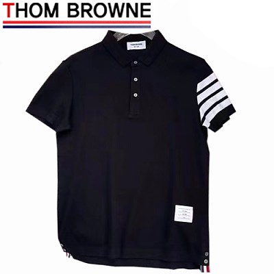 THOM BROW**-031912 톰 브라운 브라운 스트라이프 장식 폴로 티셔츠 남성용