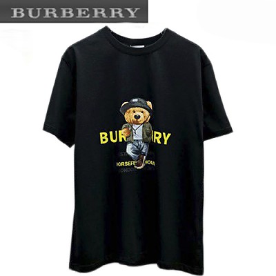 BURBER**-03226 버버리 블랙 프린트 장식 티셔츠 남성용