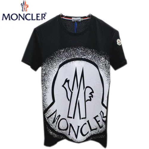 MONCL**-04139 몽클레어 블랙 로고 프린트 장식 티셔츠 남성용