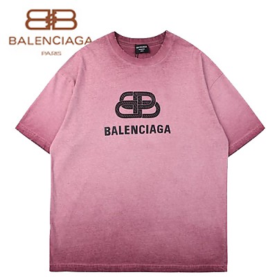 BALENCIA**-042012 발렌시아가 핑크 아플리케 장식 빈티지 티셔츠 남성용