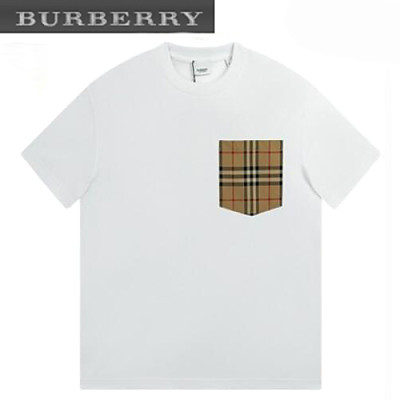 BURBERRY-04198 버버리 블랙 체크 무늬 디테일 티셔츠 남성용