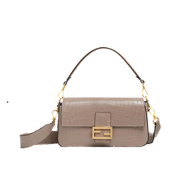 [스페셜오더]FENDI-8BR600 펜디 블랙 악어가죽 미디엄 바게트 백