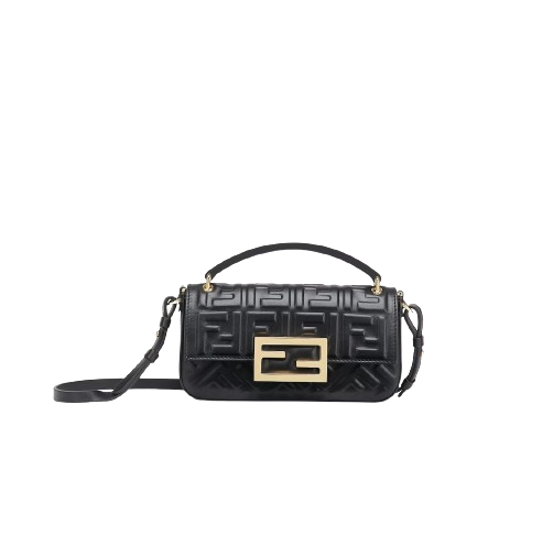 [스페셜오더]FENDI-7AS142 펜디 블랙 엠보싱 가죽 바게트 폰 파우치