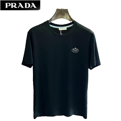 PRADA-04267 프라다 라이트 블루 로고 아플리케 장식 티셔츠 남성용